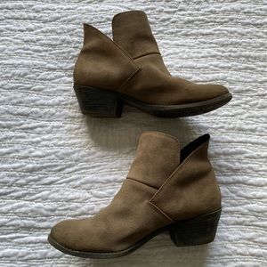 2/$10 Suede taupe ankle booties